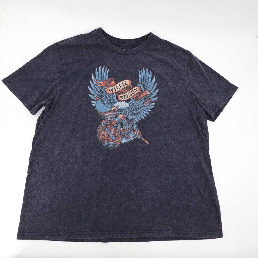 Willie Nelson T-Shirt Mens XXL blue Graphic Eagle Guitar Country Music Band Tee